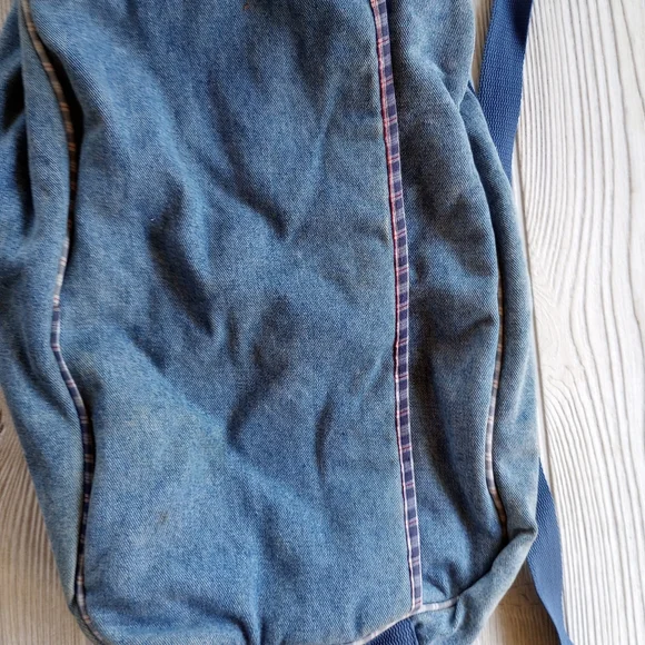 Vintage H.W. Carter & Sons Diaper Bag Denim Plaid Pockets - Picture 12 of 14